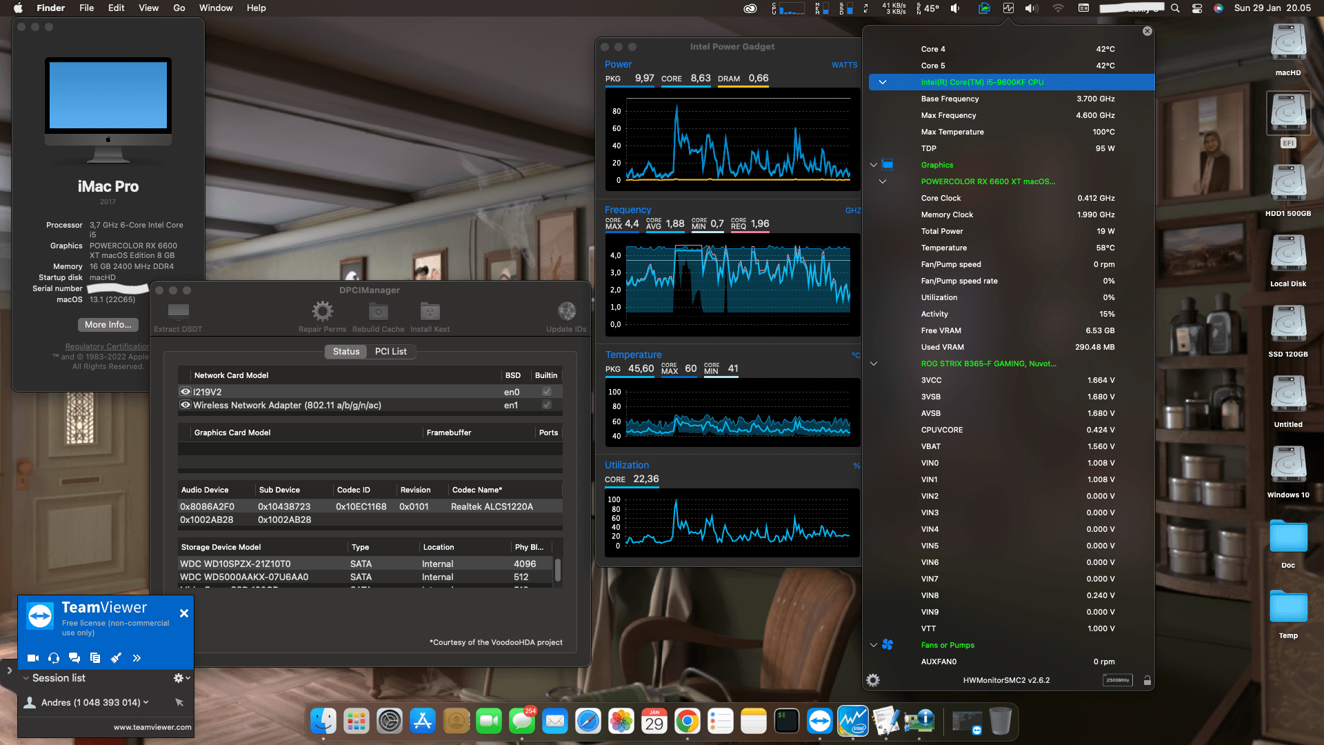 Success Hackintosh macOS Ventura 13.1 Build 22C65 in Asus ROG Strix B365-F Gaming + Intel Core i5 9600KF + Power Color RX 6600 XT